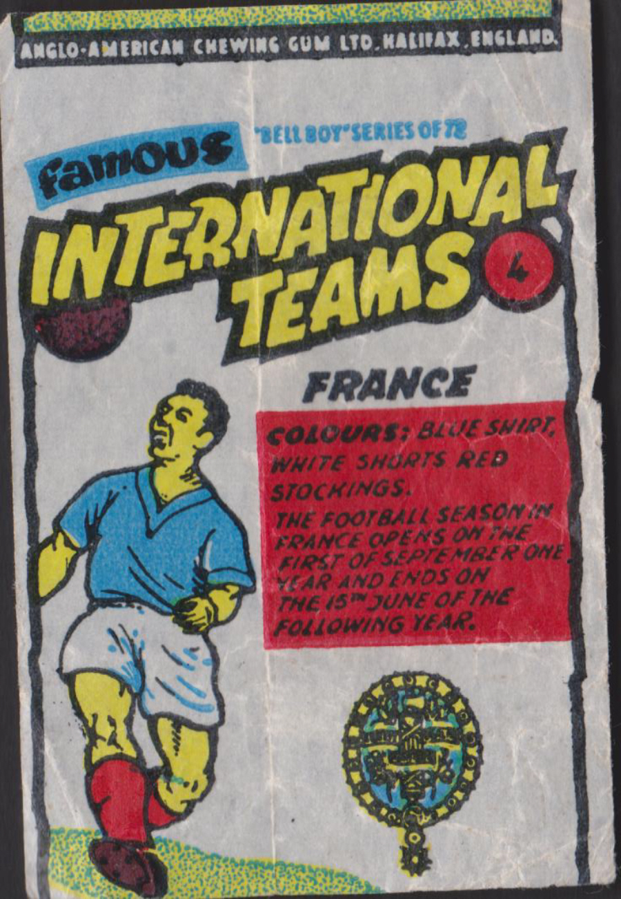 Anglo-American-Chewing-Gum-Wax-Wrapper-Famous International Teams -No- 4 - France