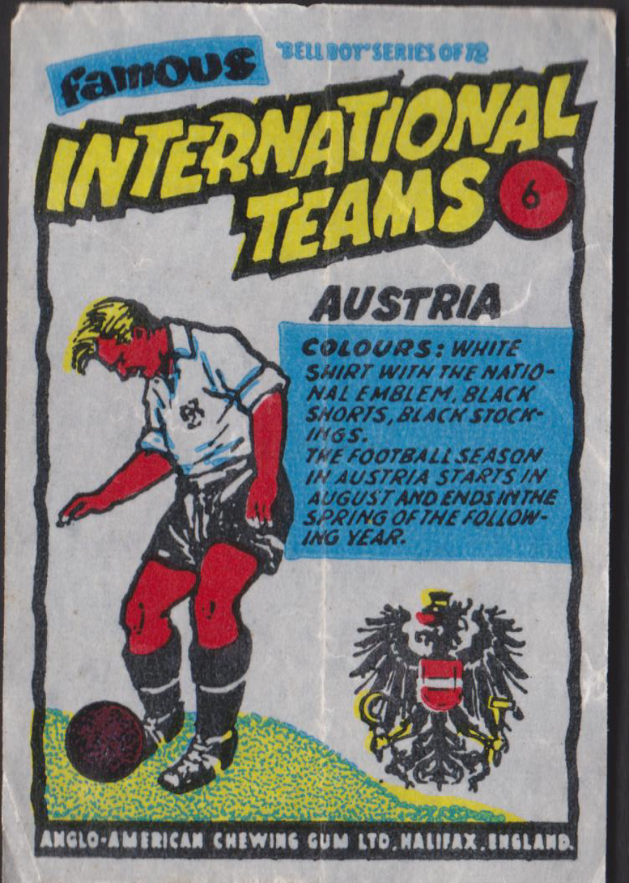 Anglo-American-Chewing-Gum-Wax-Wrapper-Famous International Teams -No- 6 -Austria