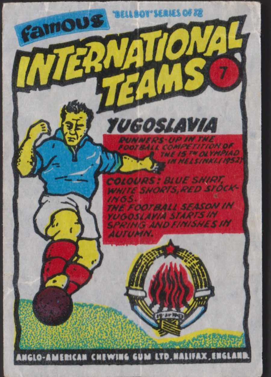 Anglo-American-Chewing-Gum-Wax-Wrapper-Famous International Teams -No-7 - Yugoslavia