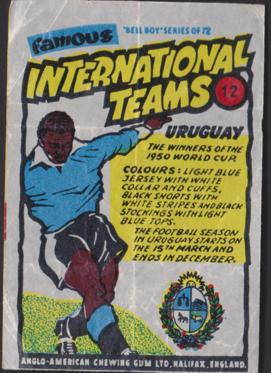 Anglo-American-Chewing-Gum-Wax-Wrapper-Famous International Teams -No-12 - Uruguay