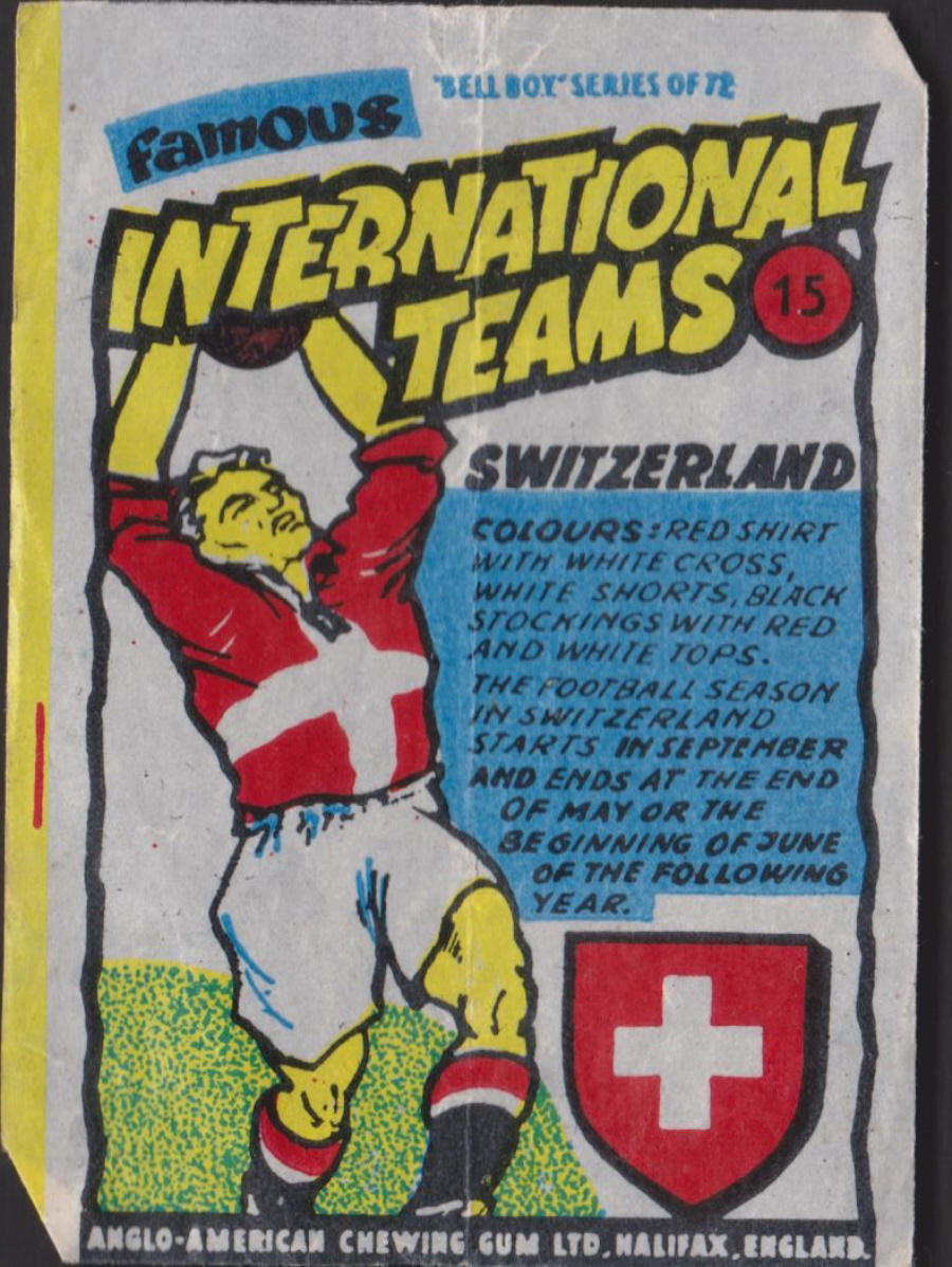 Anglo-American-Chewing-Gum-Wax-Wrapper-Famous International Teams -No-15 - Switzerland