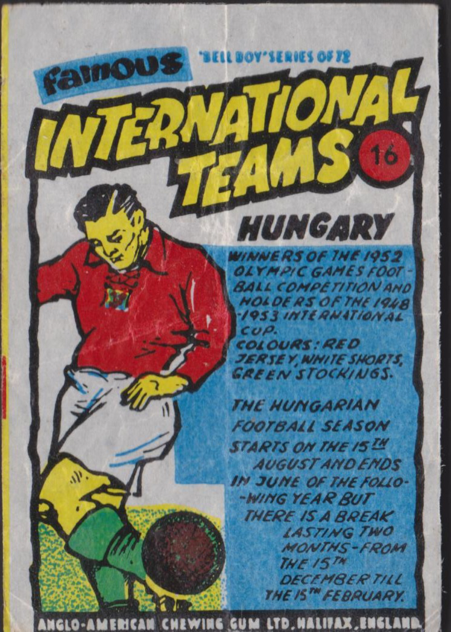 Anglo-American-Chewing-Gum-Wax-Wrapper-Famous International Teams -No-16 - Hungary