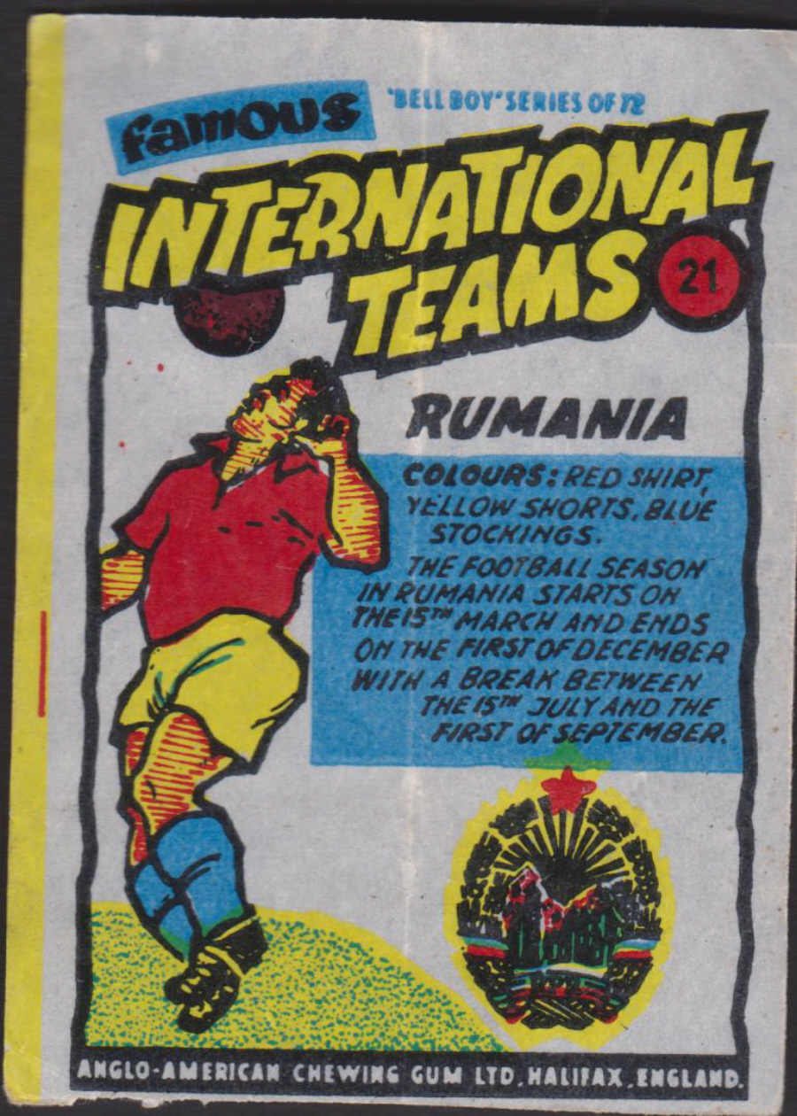 Anglo-American-Chewing-Gum-Wax-Wrapper-Famous International Teams -No-21 - Rumamia - Click Image to Close