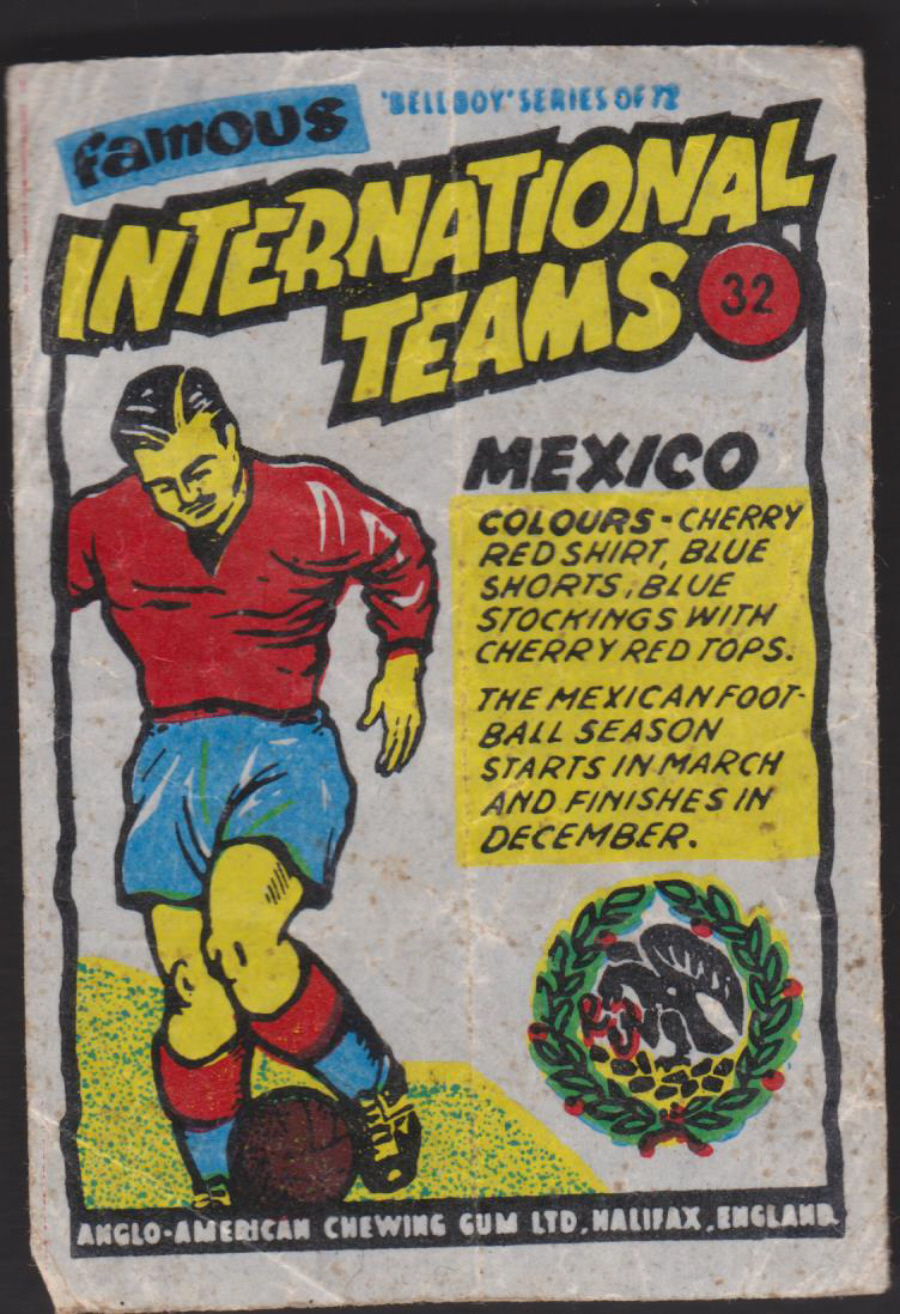Anglo-American-Chewing-Gum-Wax-Wrapper-Famous International Teams -No-32 - Mexico