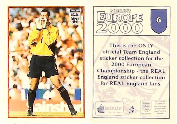 Merlin Europe 2000 Football Stickers The England Team No6 NIGEL MARTYN