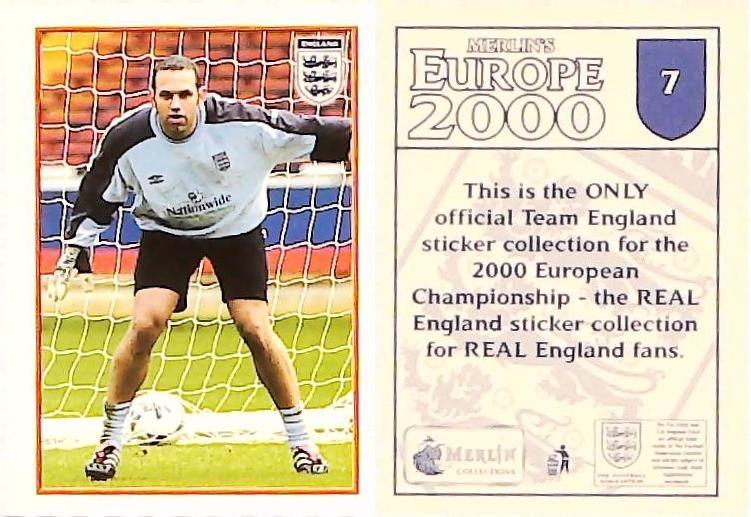 Merlin Europe 2000 Football Stickers The England Team No7 IAN WRIGHT