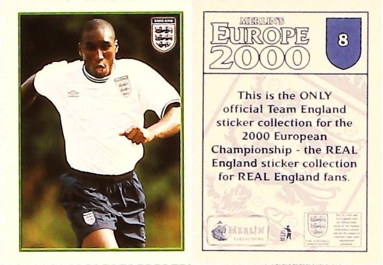 Merlin Europe 2000 Football Stickers The England Team No8 SOL CAMPBELL