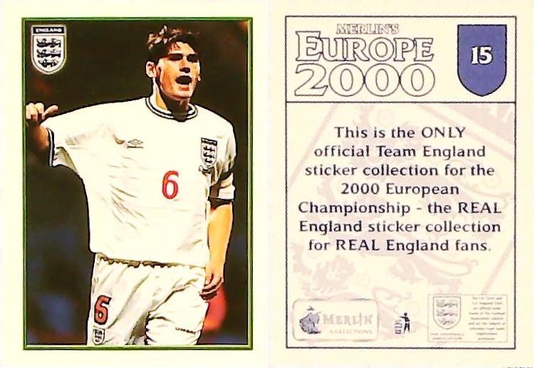 Merlin Europe 2000 Football Stickers The England Team No15 GARETH BARRY