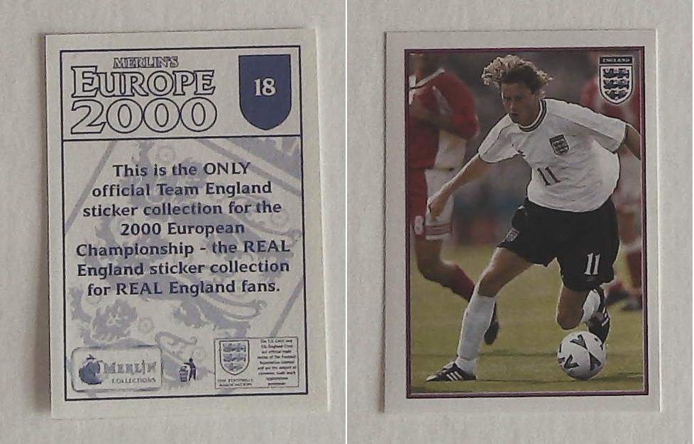 Merlin Europe 2000 Football Stickers The England Team No18: Steve McManaman - England