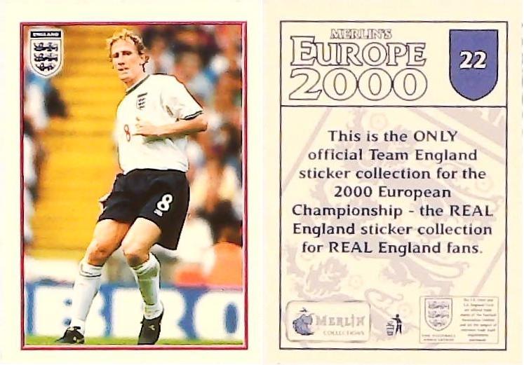 Merlin Europe 2000 Football Stickers The England Team No__ 22: Ray Parlour - England