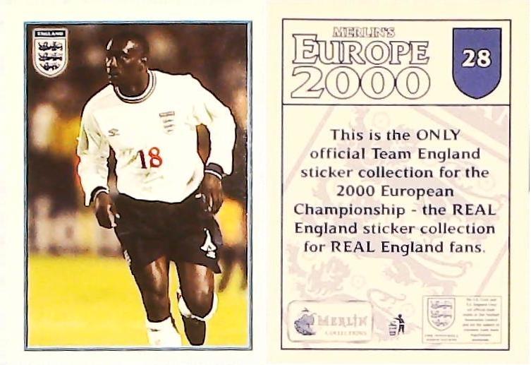 Merlin Europe 2000 Football Stickers The England Team No 28: Emile Heskey - England
