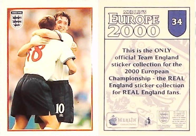 Merlin Europe 2000 Football Stickers Road to the Finals 2000 Sticker No 34: Robbie Fowler - England