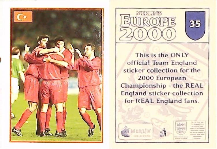 Merlin Europe 2000 Football Stickers Road to the Finals 2000 Sticker No 35: Celebration - Turkey