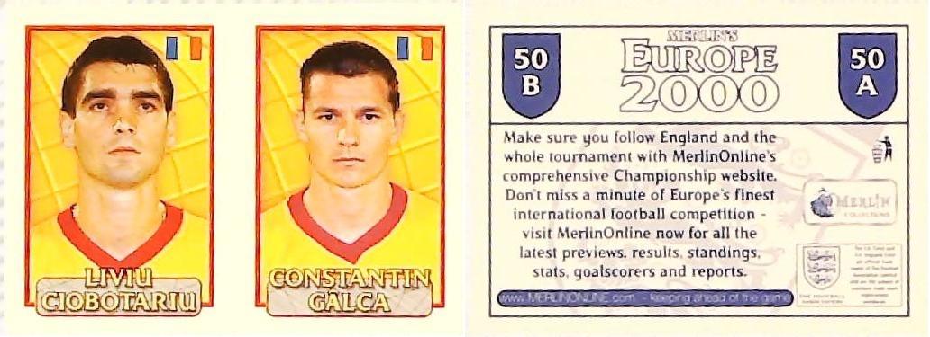 Merlin Europe 2000 Football Stickers Group A 2000 Sticker No 50: Liviu Ciobotariu - Constantin Gâlca