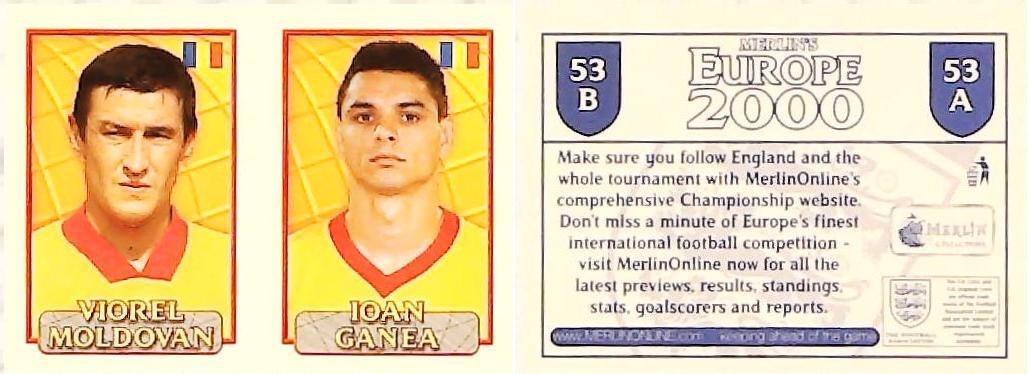 Merlin Europe 2000 Football Stickers Group A 2000 Sticker No 53: Viorel Moldovan - Ioan Ganea - Romania