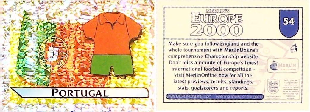 Merlin Europe 2000 Football Stickers Group A 2000 Sticker No 54: Flag and Kit - Portugal