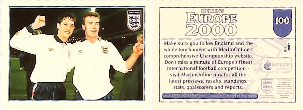 Merlin Europe 2000 Football Stickers Group A 2000 Sticker No 100: Gary Lineker and Alan Shearer - England
