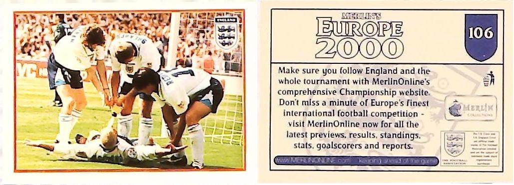 Merlin Europe 2000 Football Stickers Group A 2000 Sticker No 106: Paul Gascoigne - England
