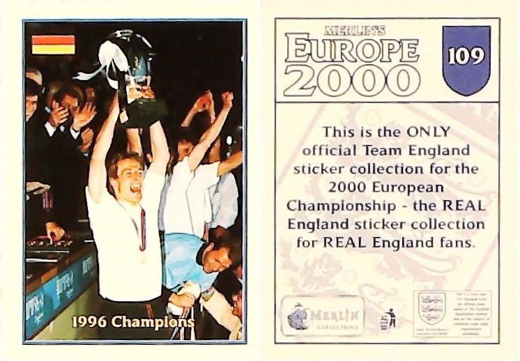 Merlin Europe 2000 Football Stickers Group A 2000 Sticker No 109: Lothar Mattaus - Celebration - Germany