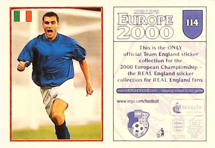Merlin Europe 2000 Football Stickers Group B 2000 Sticker No 114: Christian Vieri - Italy