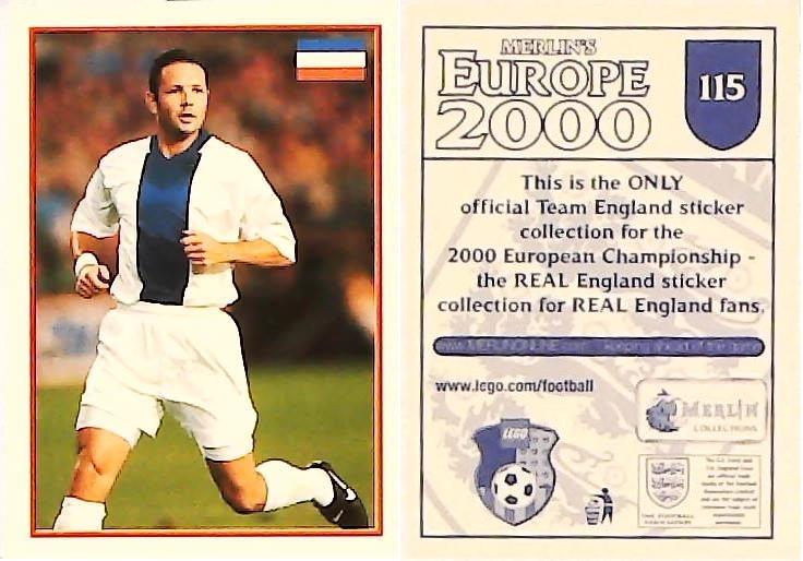 Merlin Europe 2000 Football Stickers Group B 2000 Sticker No 115: Sinisa Mihajlovic - Yugoslavia