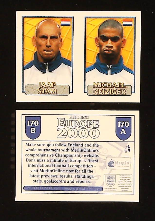 Merlin Europe 2000 Football Stickers Group D No. 170: Jaap Stam - Michael Reiziger - Holland
