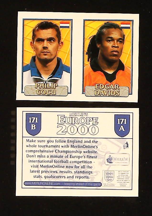 Merlin Europe 2000 Football Stickers Group D No.171: Philip Cocu - Edgar Davids - Holland