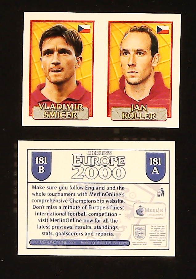 Merlin Europe 2000 Football Stickers Group D No.181: Vladimir Smicer - Jan Koller - Czech Republic