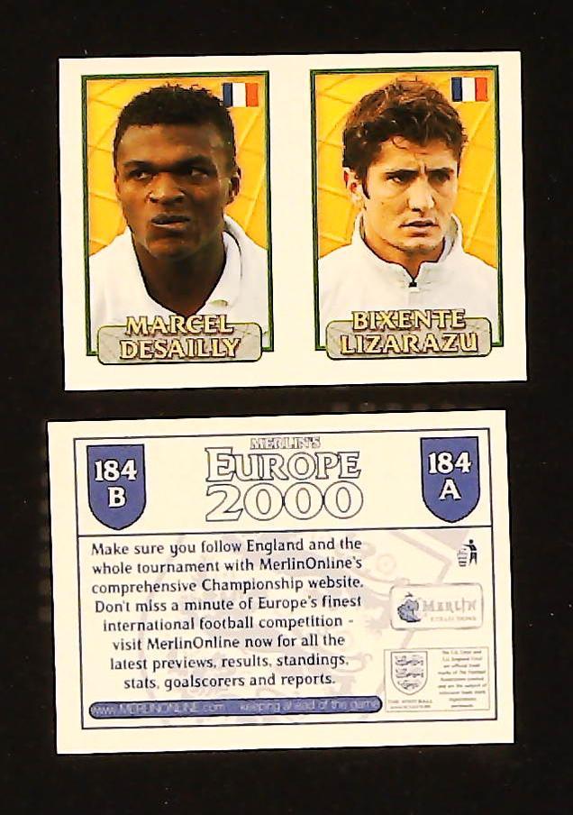 Merlin Europe 2000 Football Stickers Group D No.184: Marcel Desailly - Bixente Lizarazu - France