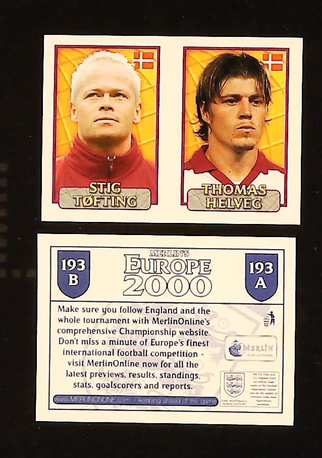 Merlin Europe 2000 Football Stickers Group D No.193: Stic Tøfting - Thomas Helveg - Denmark Merlin Europe 2000 Football Stickers Group D No.193: Stic Tøfting - Thomas Helveg - Denmark