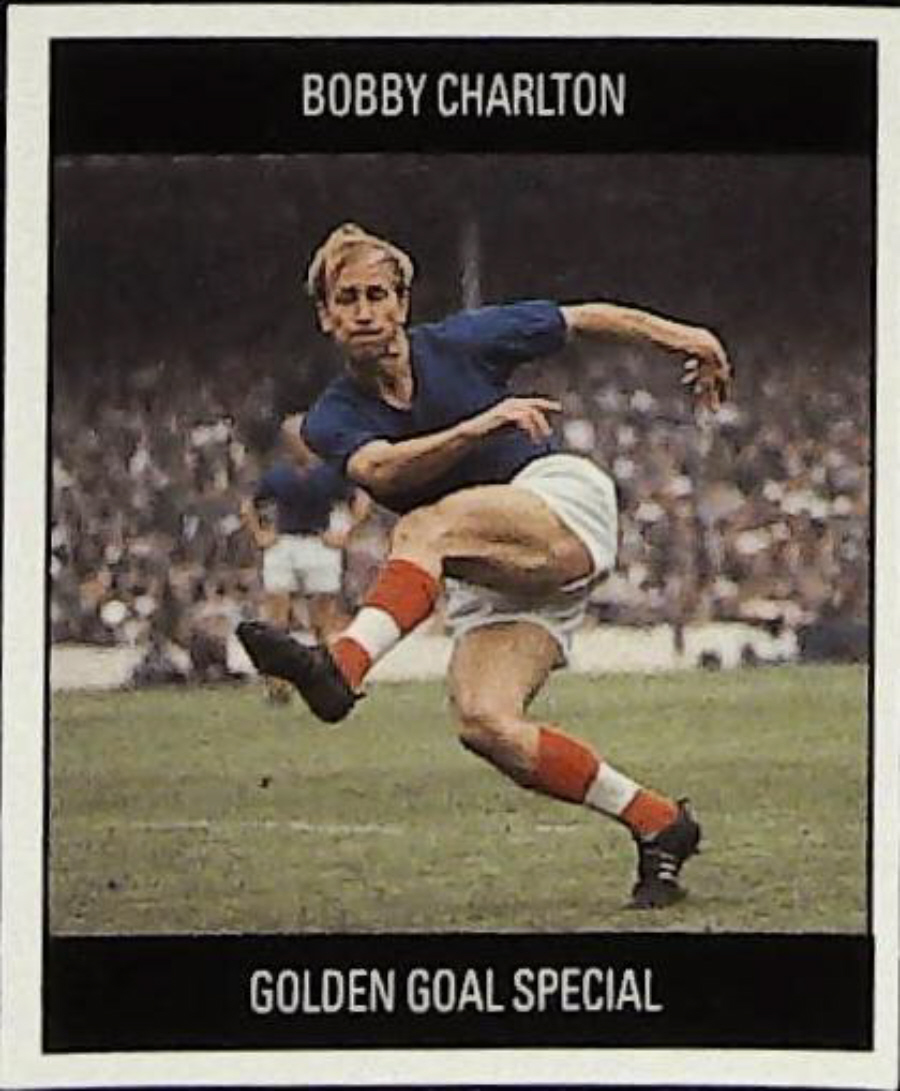 Orbis Football Sticker Italia 90 Golden Goal Special Red BACK Y Bobby Charlton