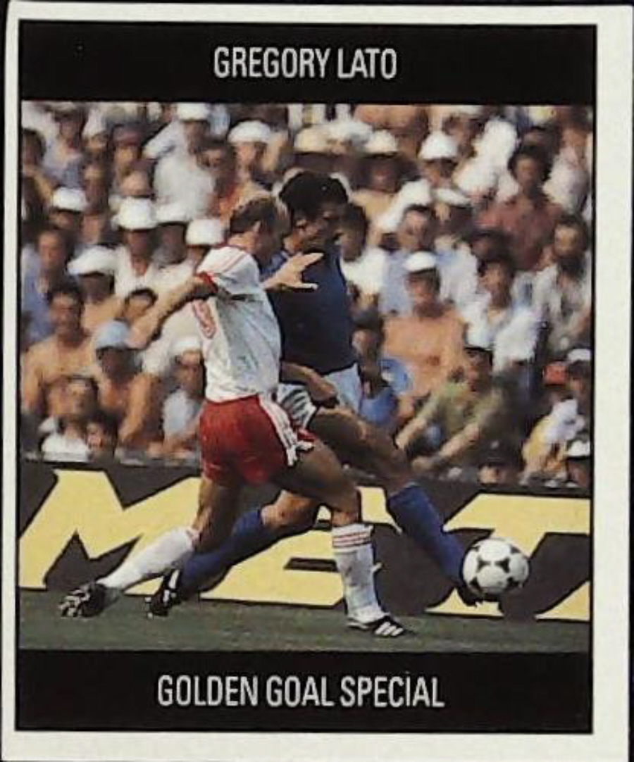 Orbis Football Sticker Italia 90 Golden Goal Special Red BACK S Gregory Lato - Click Image to Close