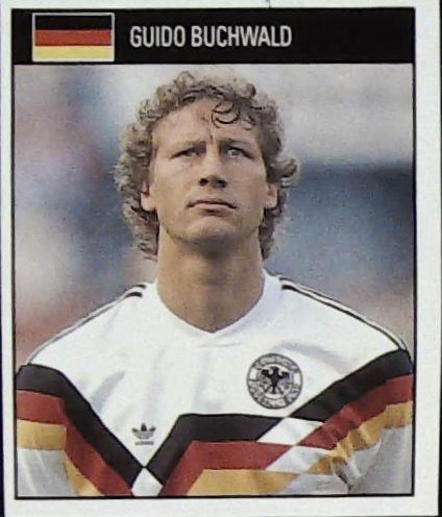 Orbis Italia 90 Football Stickers Blue Back No 77 GUIDO BUCHWALD