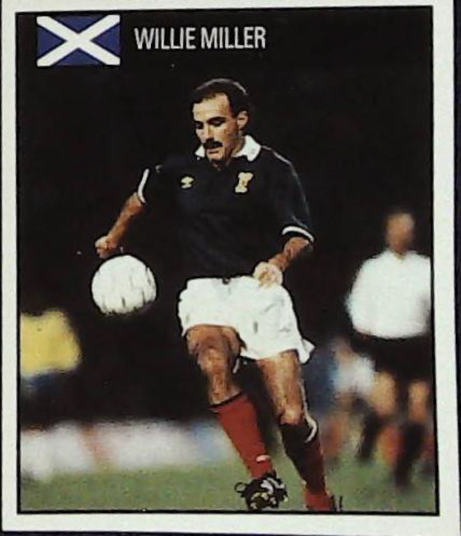 Orbis Italia 90 Football Stickers Blue Back No 110 WILLIE MILLER - Click Image to Close