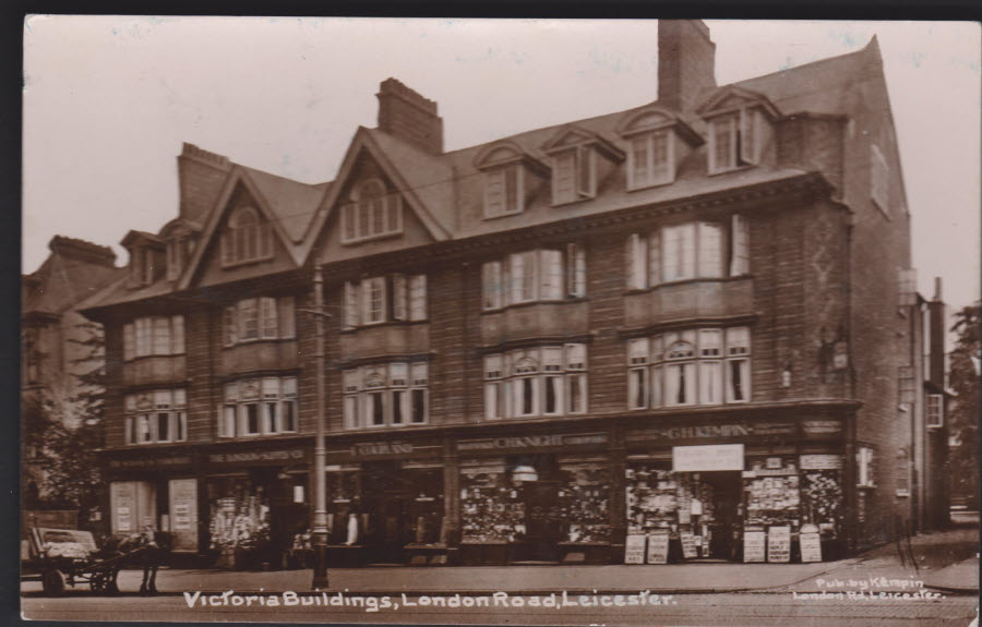 Postcard - Victoria Buildings, London Road, Leicester - 1914 Real Photo
