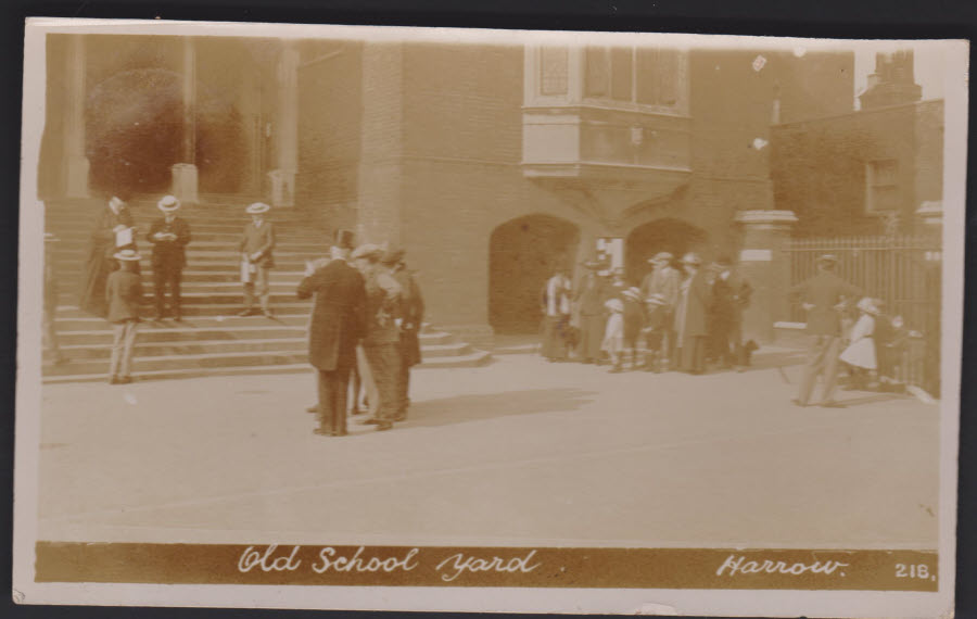 Postcard - Old School Yard, Harrow - 1914 Real Photo