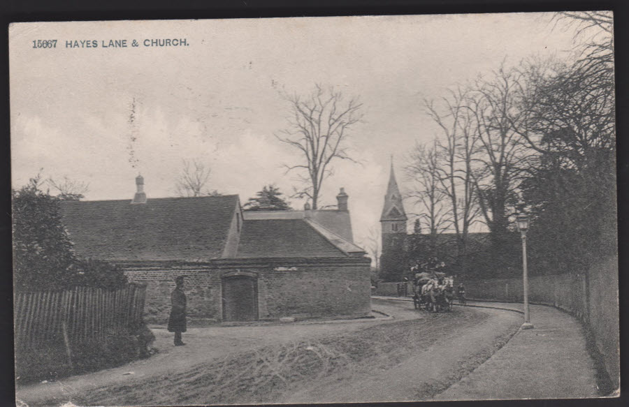 Postcard - Hayes Lane & Church Kent - 1905