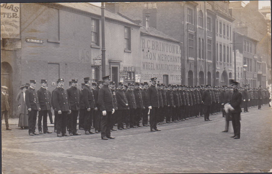 Postcard Birmingham Tramways Department ? Real Photograph taken in Great Charles Street June 1912