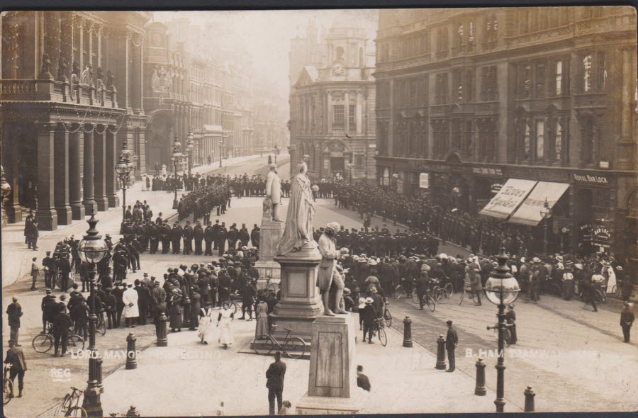 Postcard - Birmingham Lord Mayor Inspecting Tramways Staff Real Photo