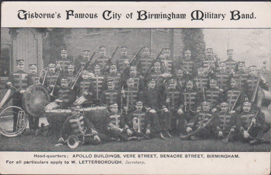 Postcard - Birmingham - Gisborne's Famous City of Birmingham Military Band