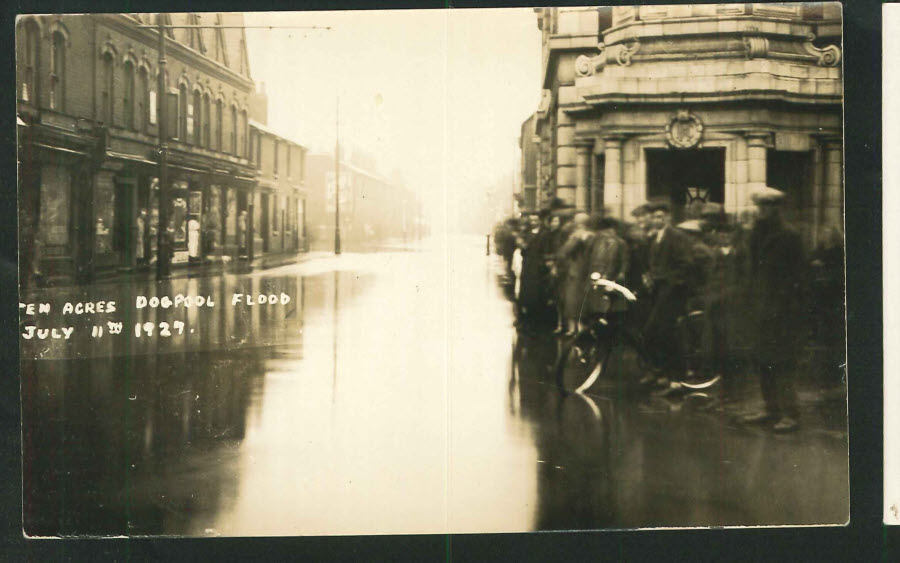 Postcard - Dogpool Lane Flood,Stirchley,Birmingham -1927 - Real Photo
