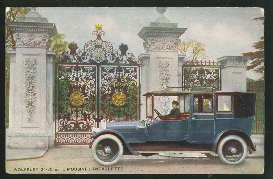 Postcard - Advert Wolseley Limousine l, Birmingham -Adderley Park