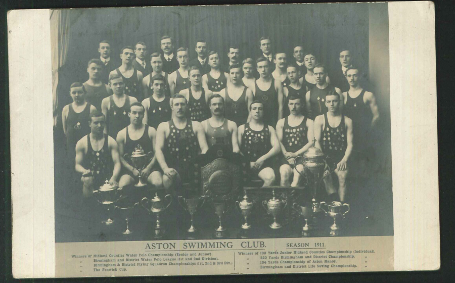 Postcard Birmingham R P Aston Swimming Club Season 1911