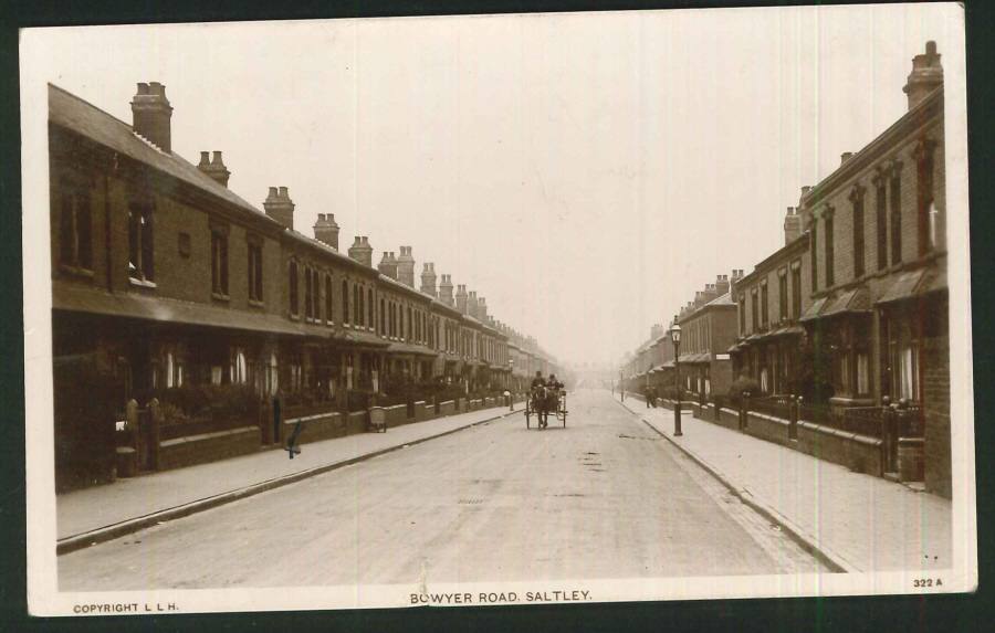 Postcard Birmingham Real Photo Bower Road Saltley 1918
