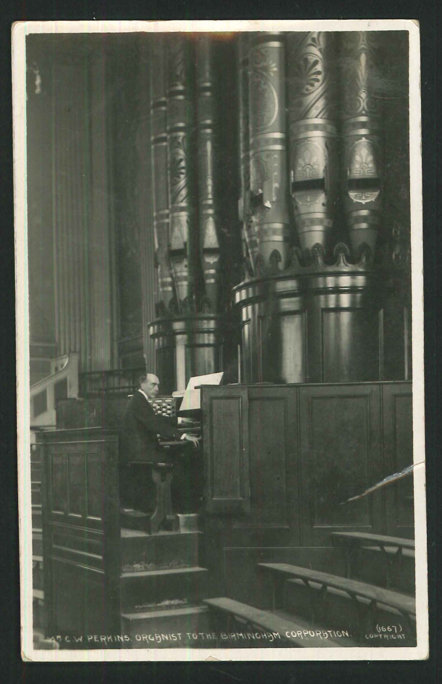 Postcard - Perkins Organist to Birmingham Corporation 1911