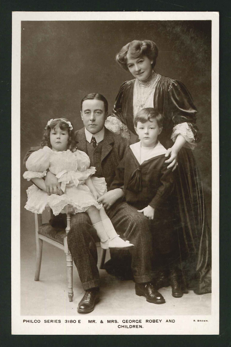 Postcard George Robey and Family
