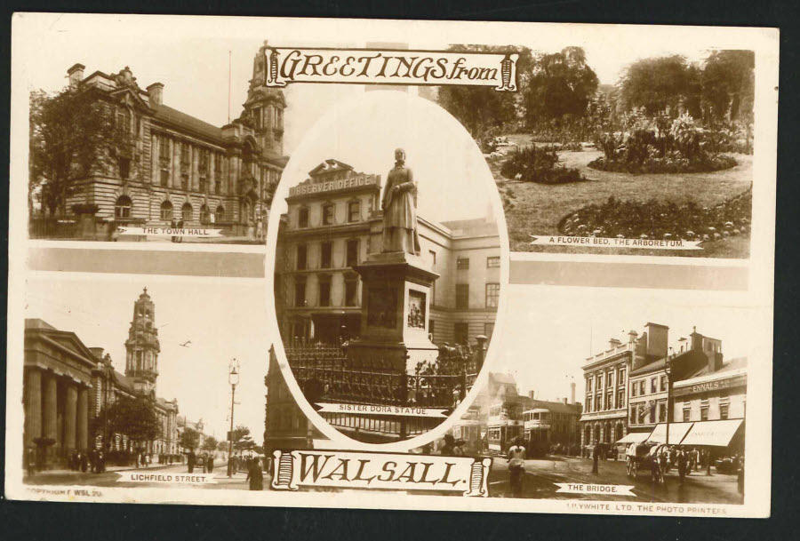 Postcard Stafford Multi Views Walsall 1929 - Click Image to Close