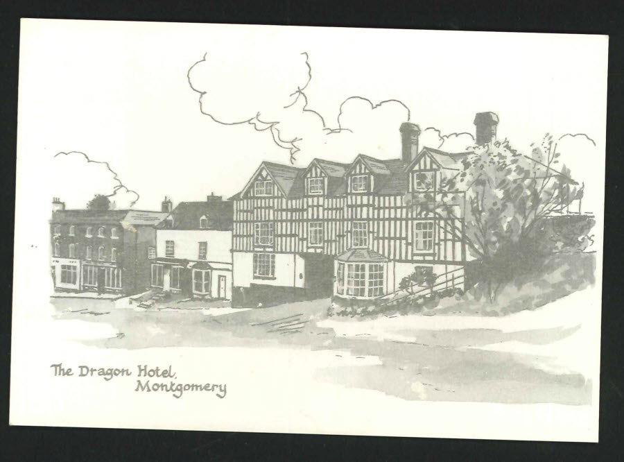 Postcard Powys The Dragon Hotel Montgomery - Click Image to Close