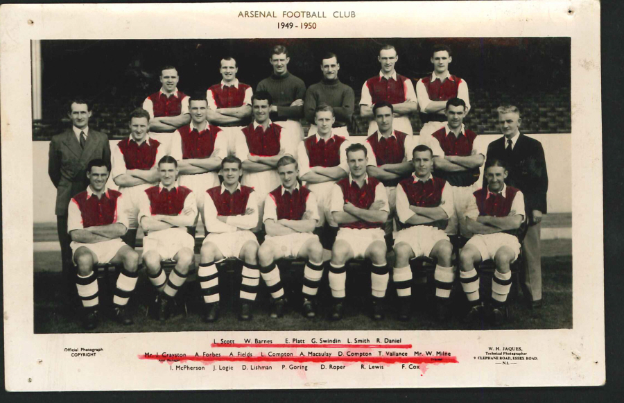 Postcard - Arsenal Football Club 1949-50 - Real Photo - Click Image to Close