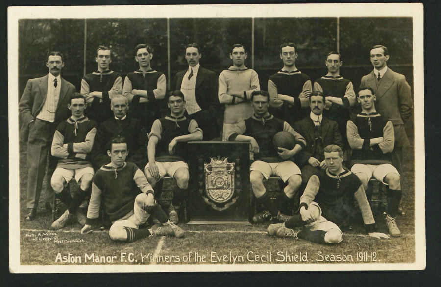 Postcard - Aston Manor Football Club - 1911-12 Real Photo - Click Image to Close